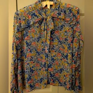 Zara, L, Floral Mini Print, Bow Front, Ruffles